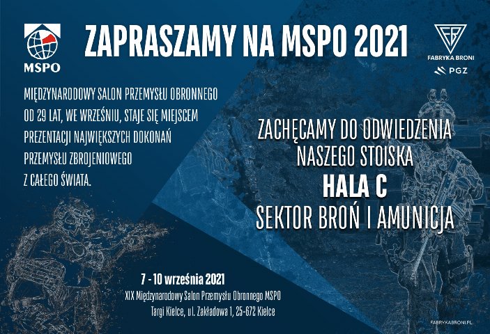 Zapraszamy na stoisko Fabryki Broni podczas MSPO 2021